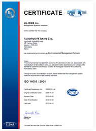 Certifacate ISO 14001 : 2004